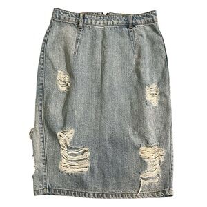 Pistola Distressed Denim Skirt
